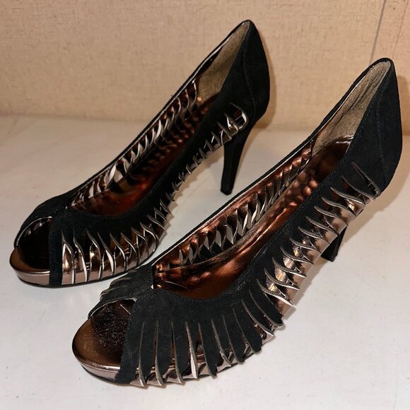 Women's heels New black suede Size 9 - Picture 1 of 5